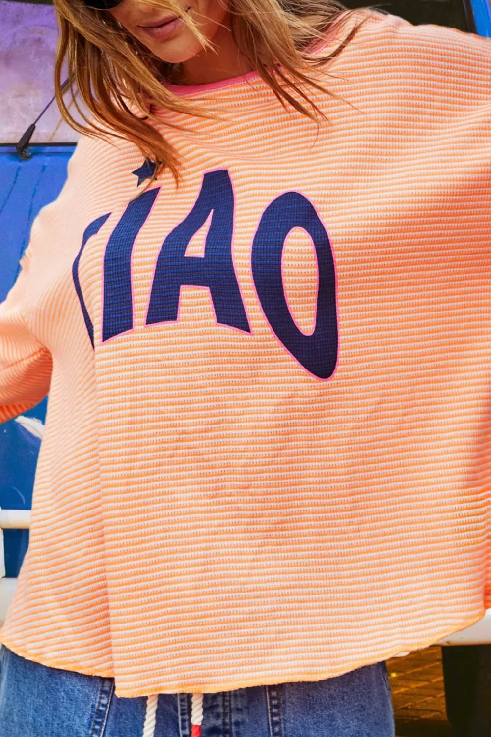 Orange Classic  Stripe Long-Sleeved Tees