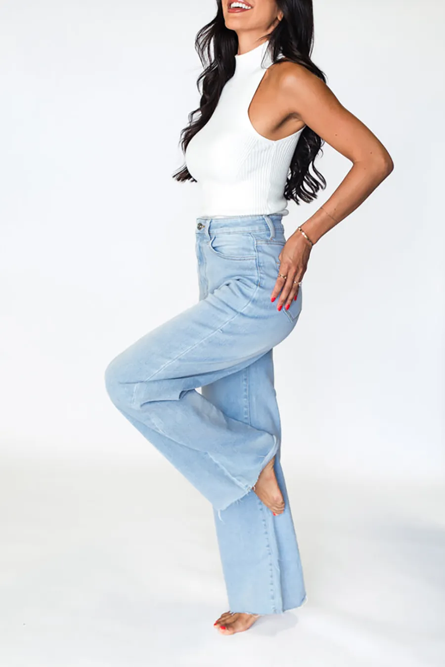 Light Wash Wide Leg Jeans