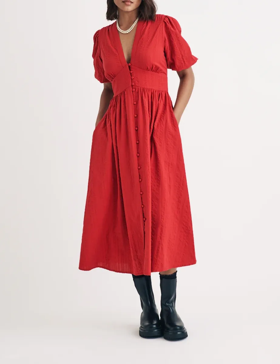 Red Starlight Midi Dress