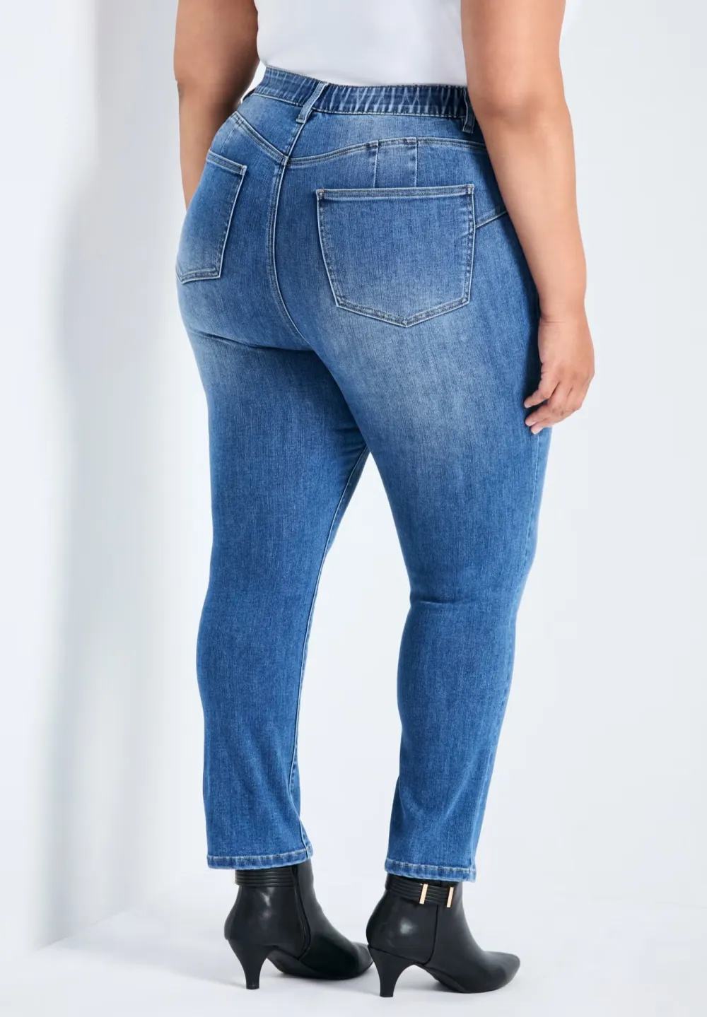 Tight Elastic Waistband Jeans