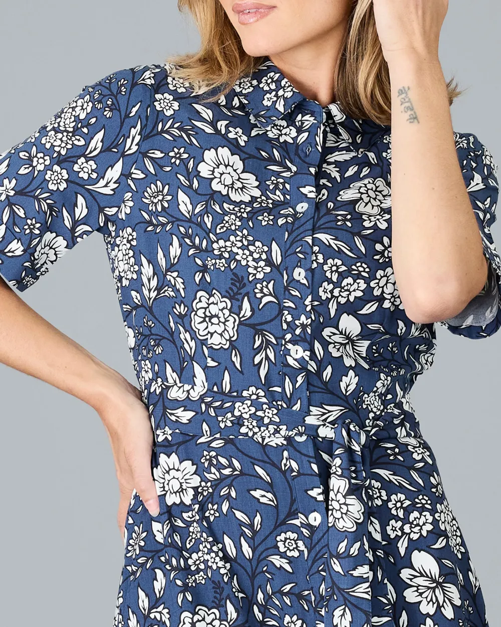 Blue Floral Print Maxi Dress