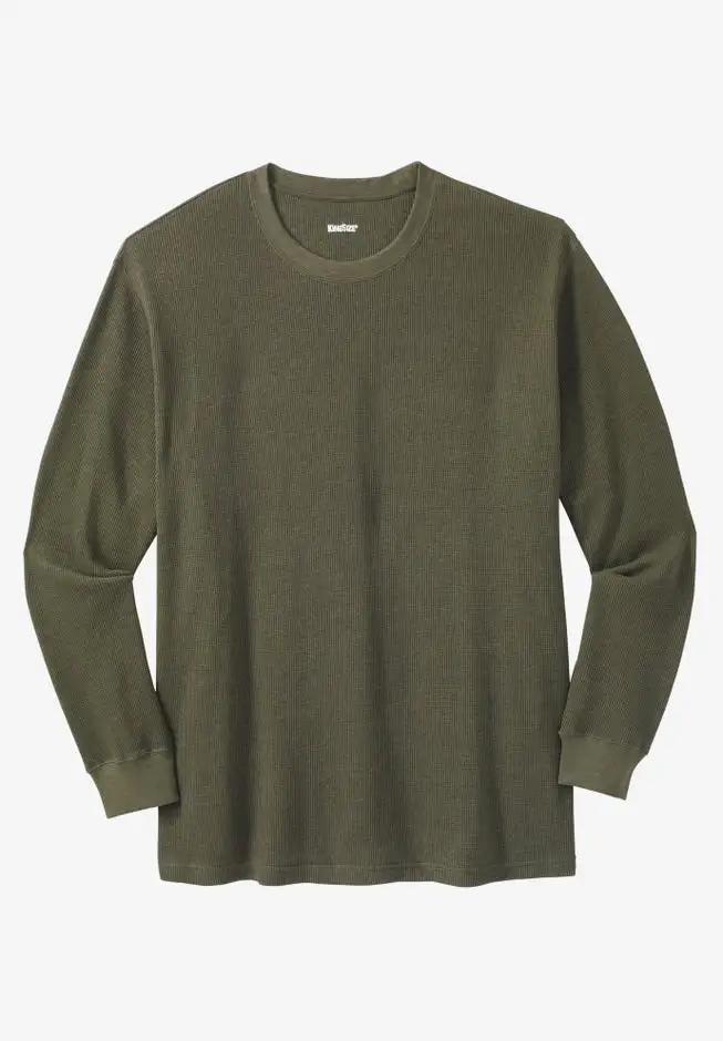 Waffle-knit Thermal Crewneck Tee