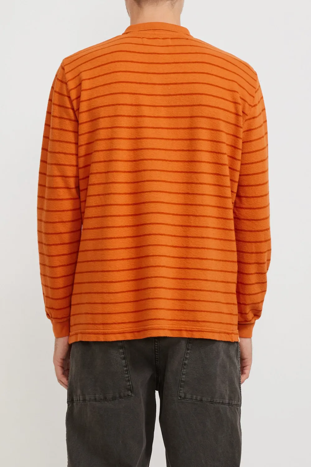 Orange Horizontal Striped Polo Shirt