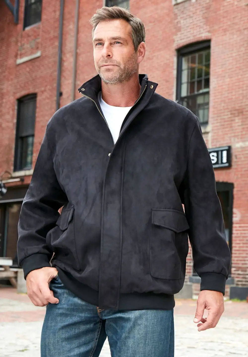 Microsuede Bomber Jacket