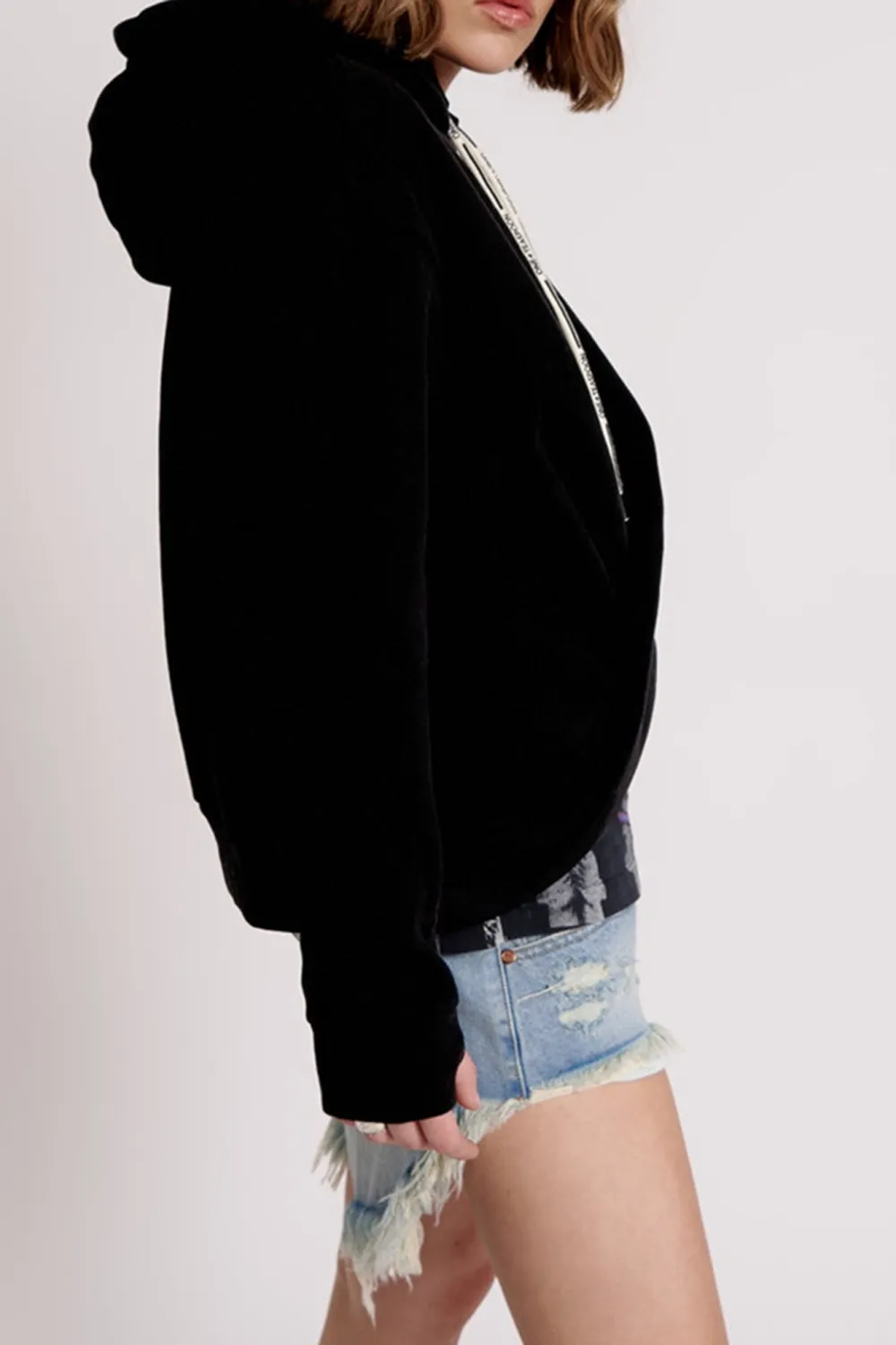 Black Comfortable Breathable Drawstring Loose  Hoodie