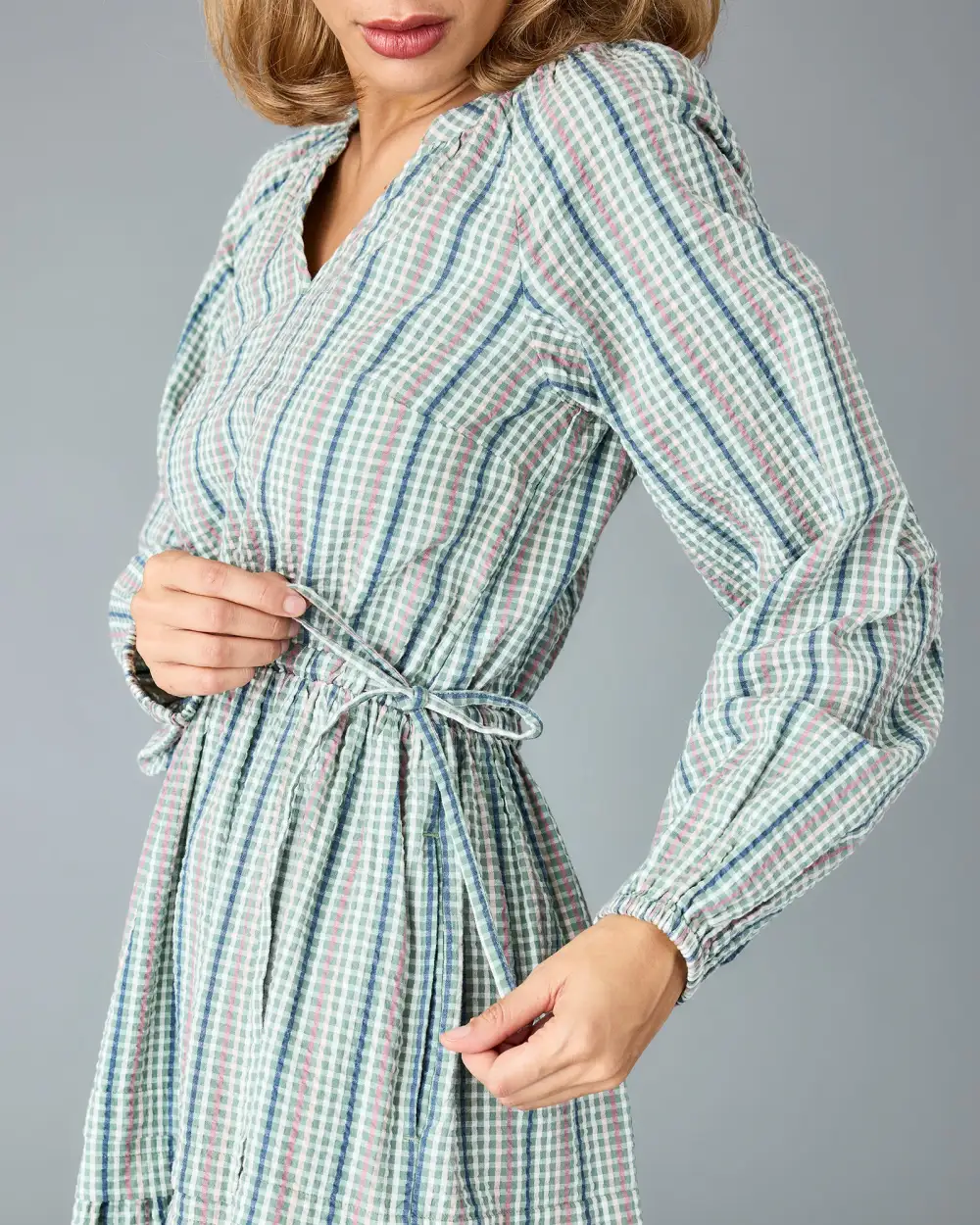 Light Colored Checkered Dress