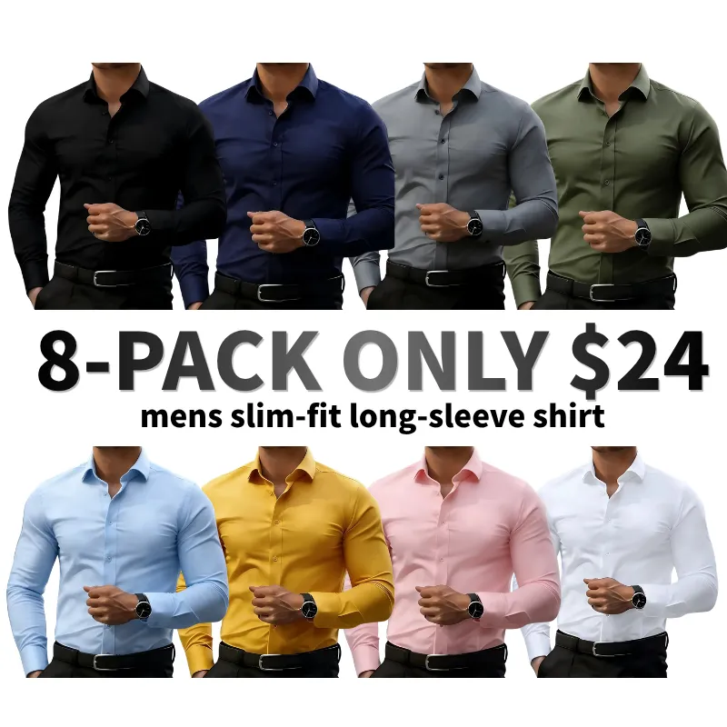 Non-Stretch Men’S Slim-Fit Long-Sleeve Shirt