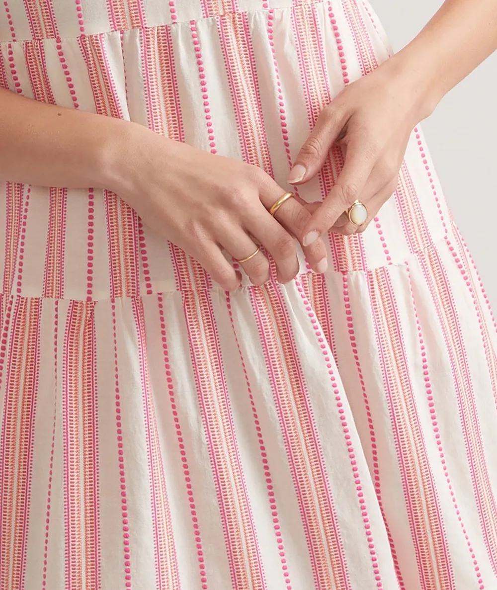 Pink Striped Tiered Maxi Dress
