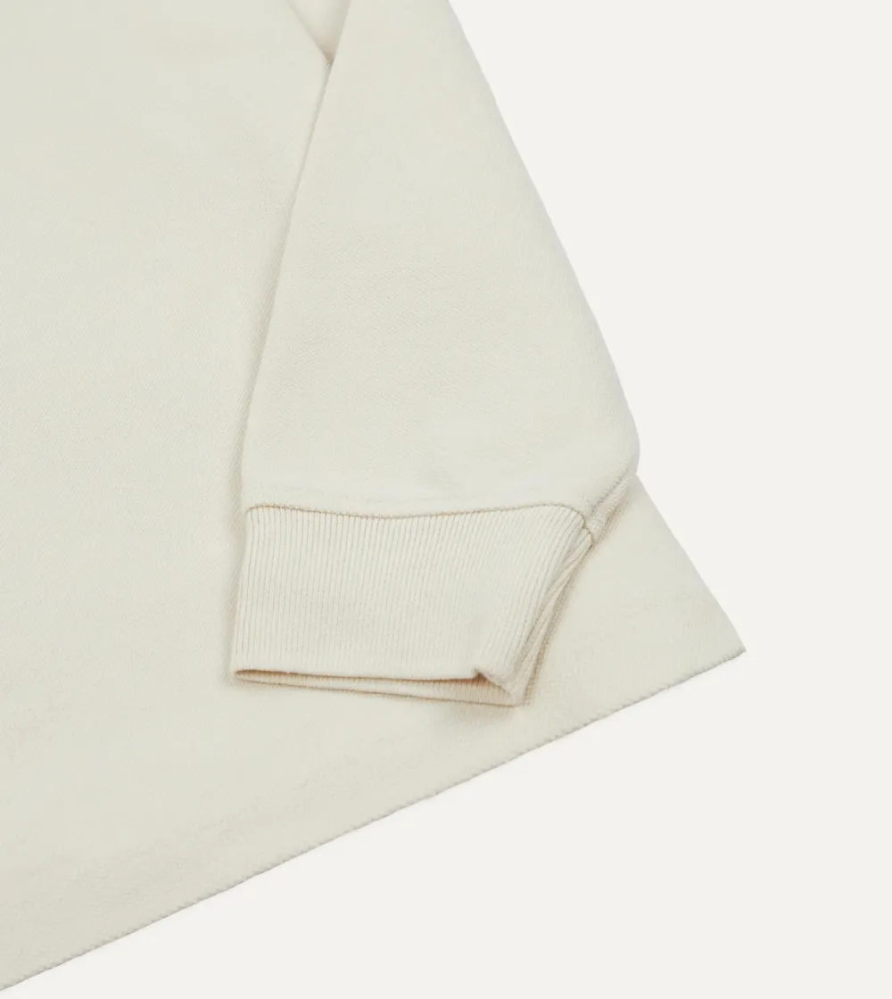 Ecru Pique Cotton Long-Sleeve Polo Fall And Winter Shirt