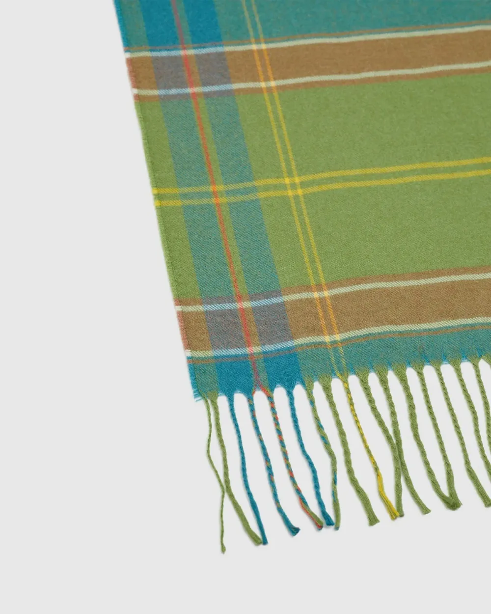 Green and Blue Plaid Flannel Scarf