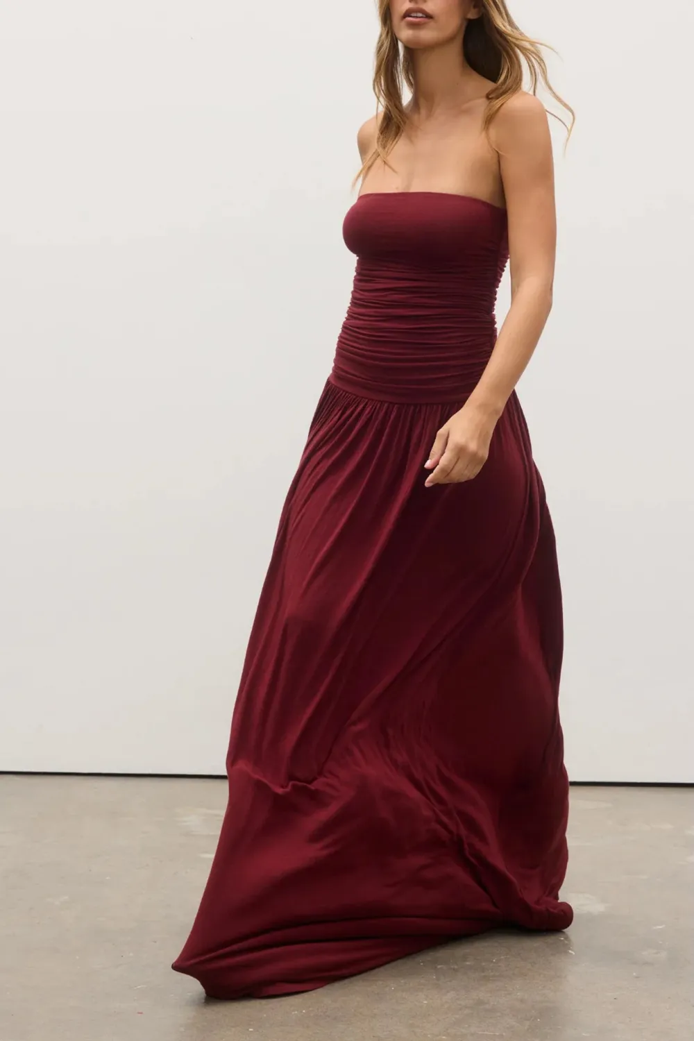 Wine Sexy Off-Shoulder Waist-Cinching Backless  Dresses
