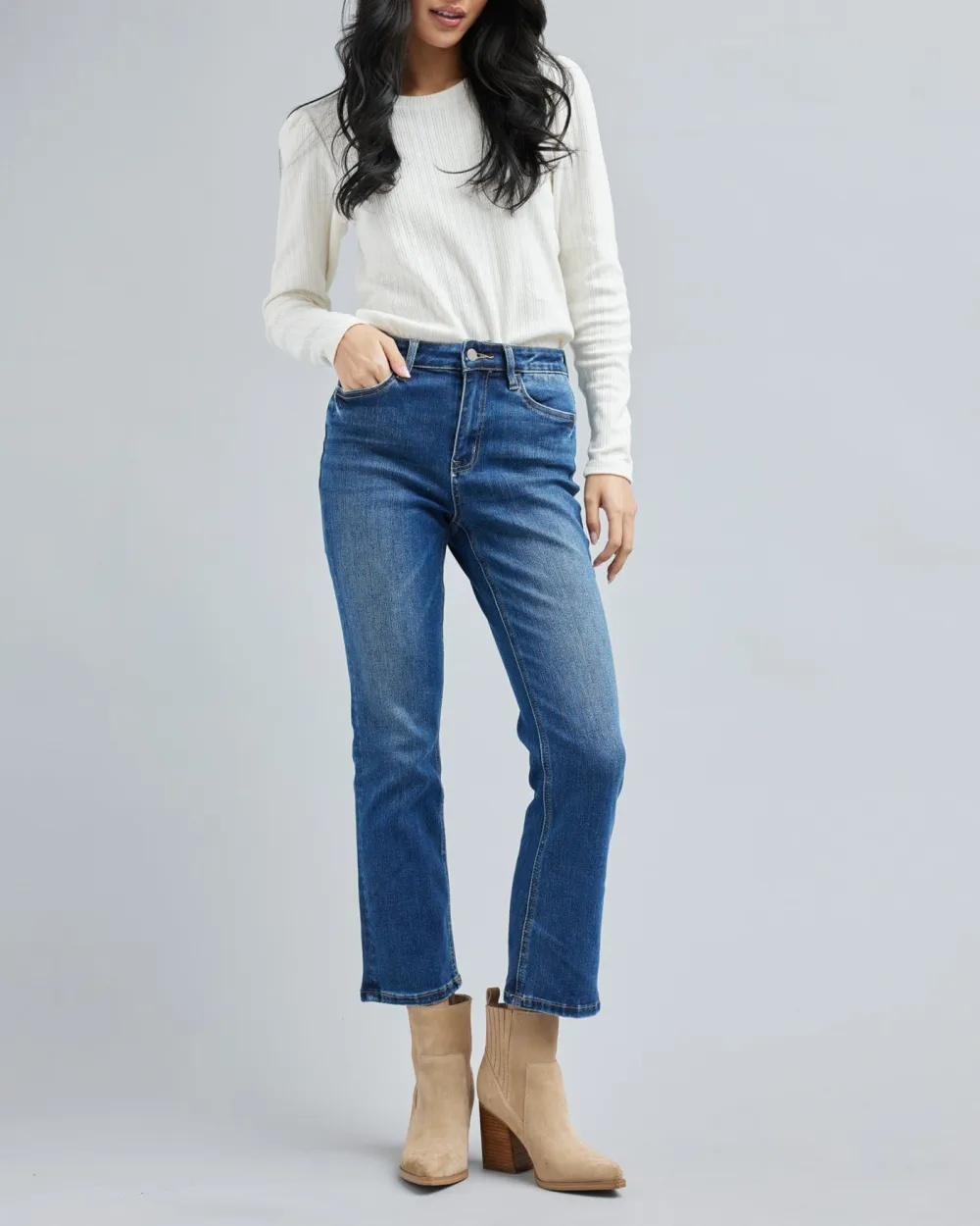 Medium Blue Wash Straight Leg Jean