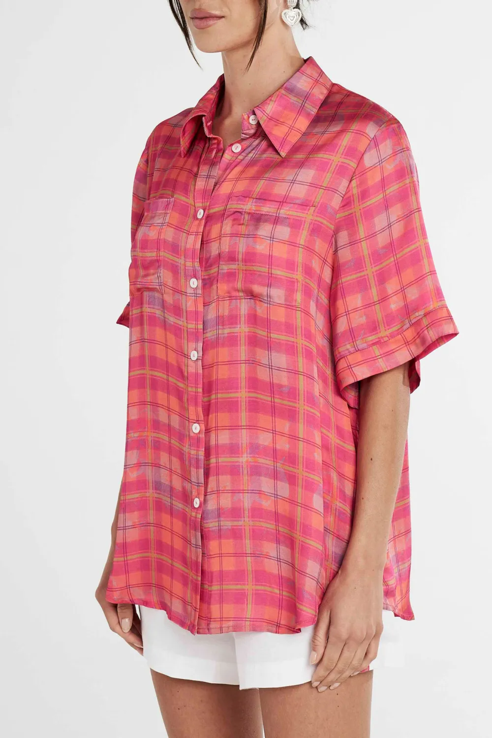 Neon All-Match Daily Plaid Short-Sleeved Shirt