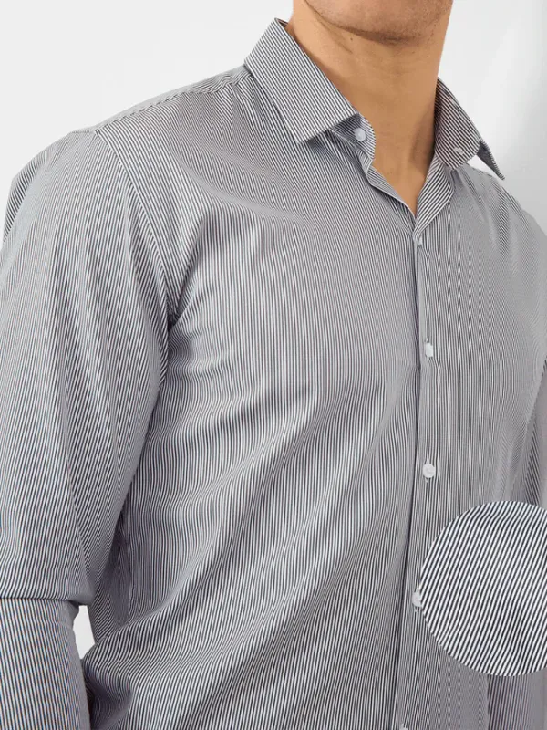 Grey Stripe Soft Comfortable Business Blouse