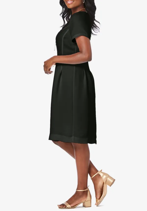 Solid Color Waist Cinching Dress