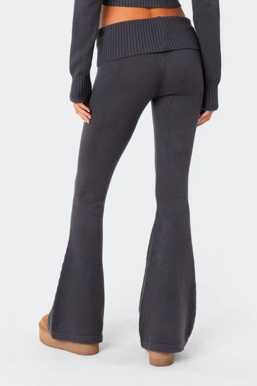 Knitted Low Rise Fold Over Pants