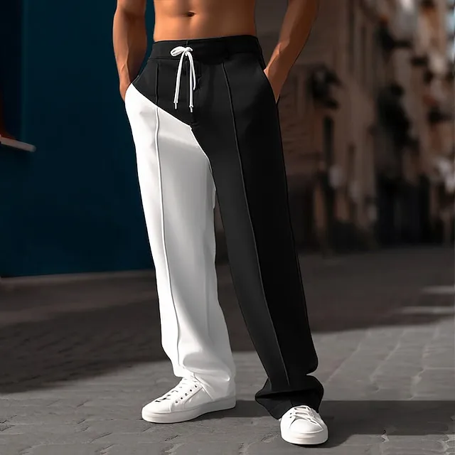 Men's Patchwork Elastic Waist Casual Joggers