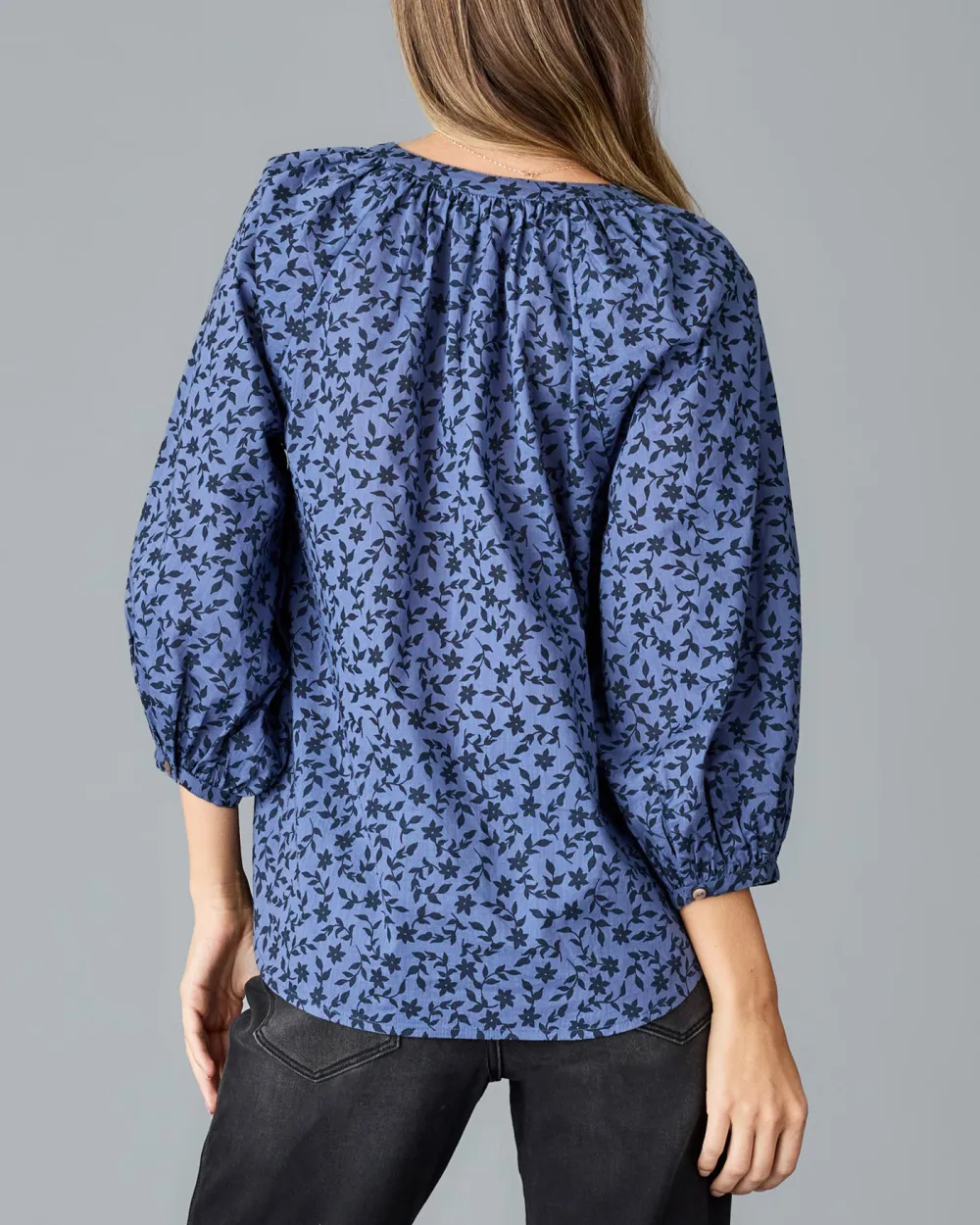 Stylish Blue V-Neck Blouse