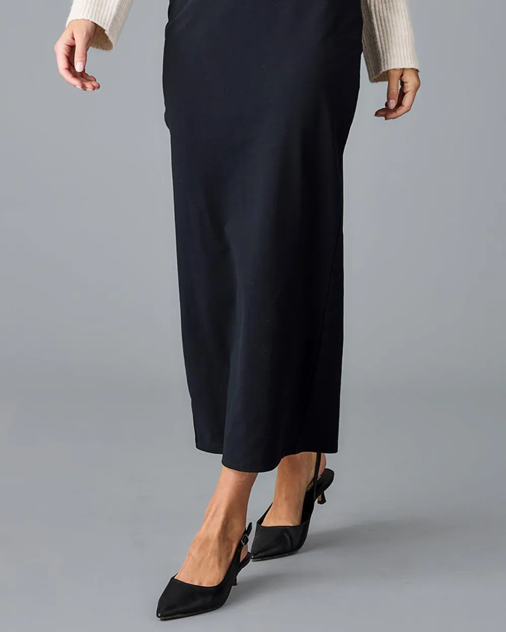 Black Knit Midi Skirt
