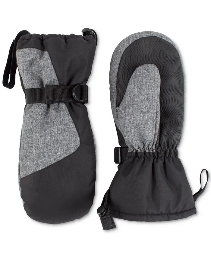 Black Gray Color Blocked Winter Snow Mittens