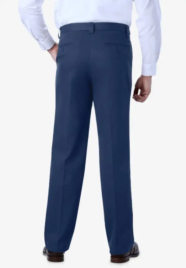 Relaxed Fit Wrinkle-Free Expandable Waist Plain Front Pants
