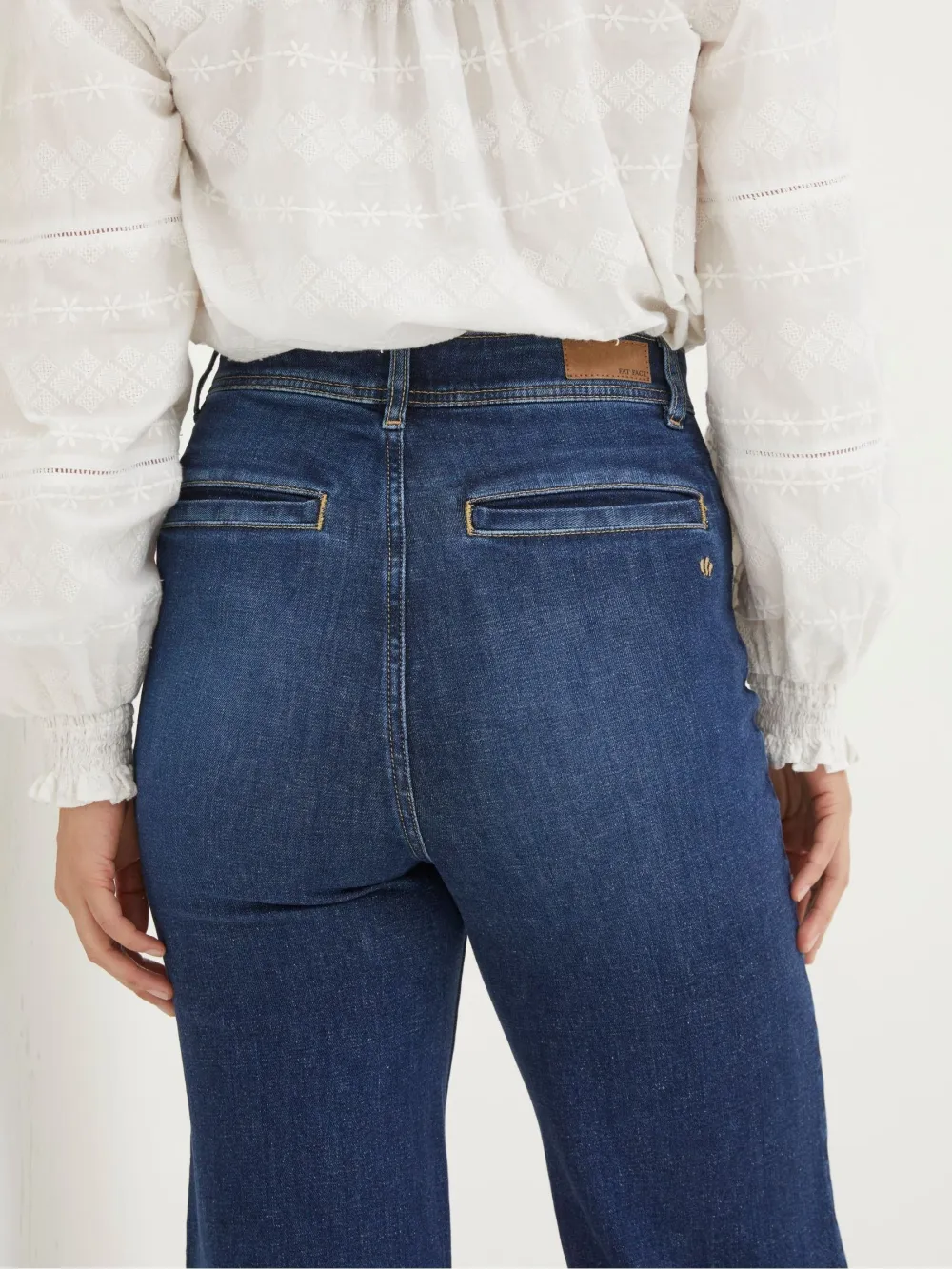 Blue Wide Leg Crop Jeans