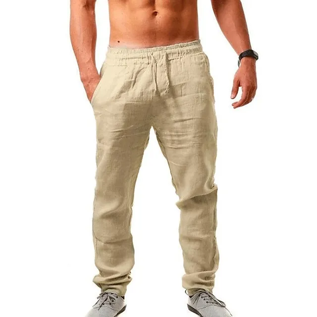 Men's Slim Fit Micro-Elastic Linen Trousers