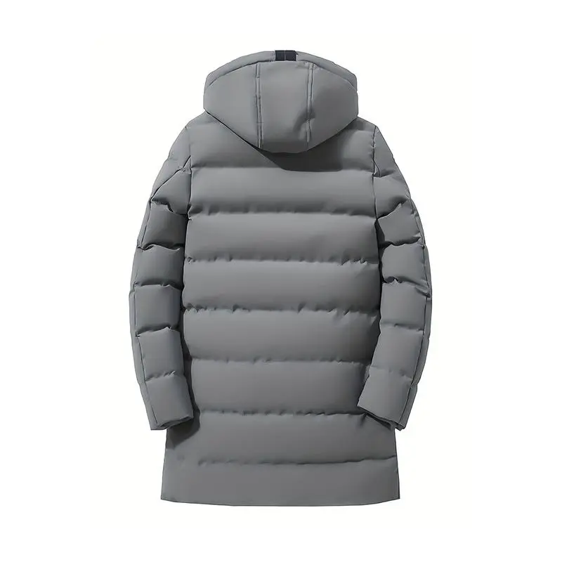Men's Heavy-Duty Windproof Winter Coat - Thickened Full-Zip Hooded Jacket with Padded, Full-Zip Closure & Two Pockets, Machine Washable Cold-Resistant Outerwear for Skiing, Commuting, and Daily Use (Casual Fit) Menswear Zipper Outdoor Stylish