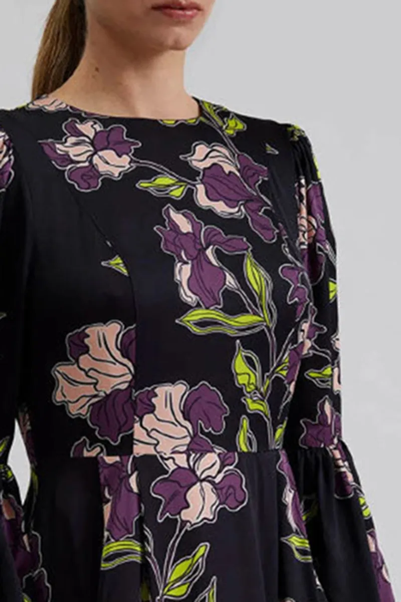 Floral Patterned Flare Mini Dresses