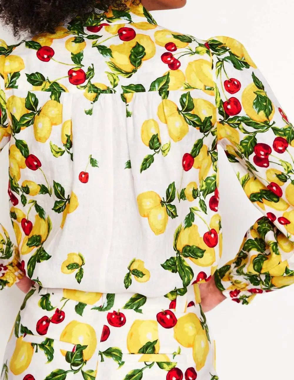Lemon - Print White Cotton Shirt