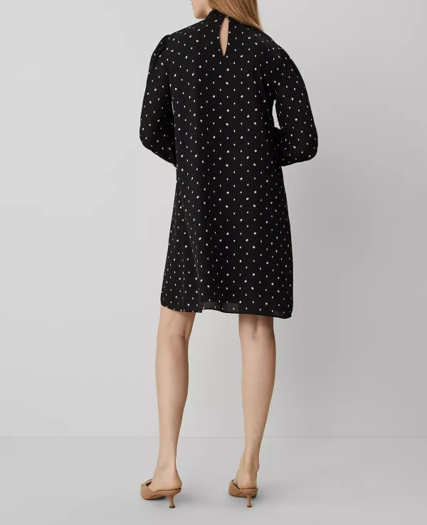 Diamond Shadows Mock Neck Shift Dress