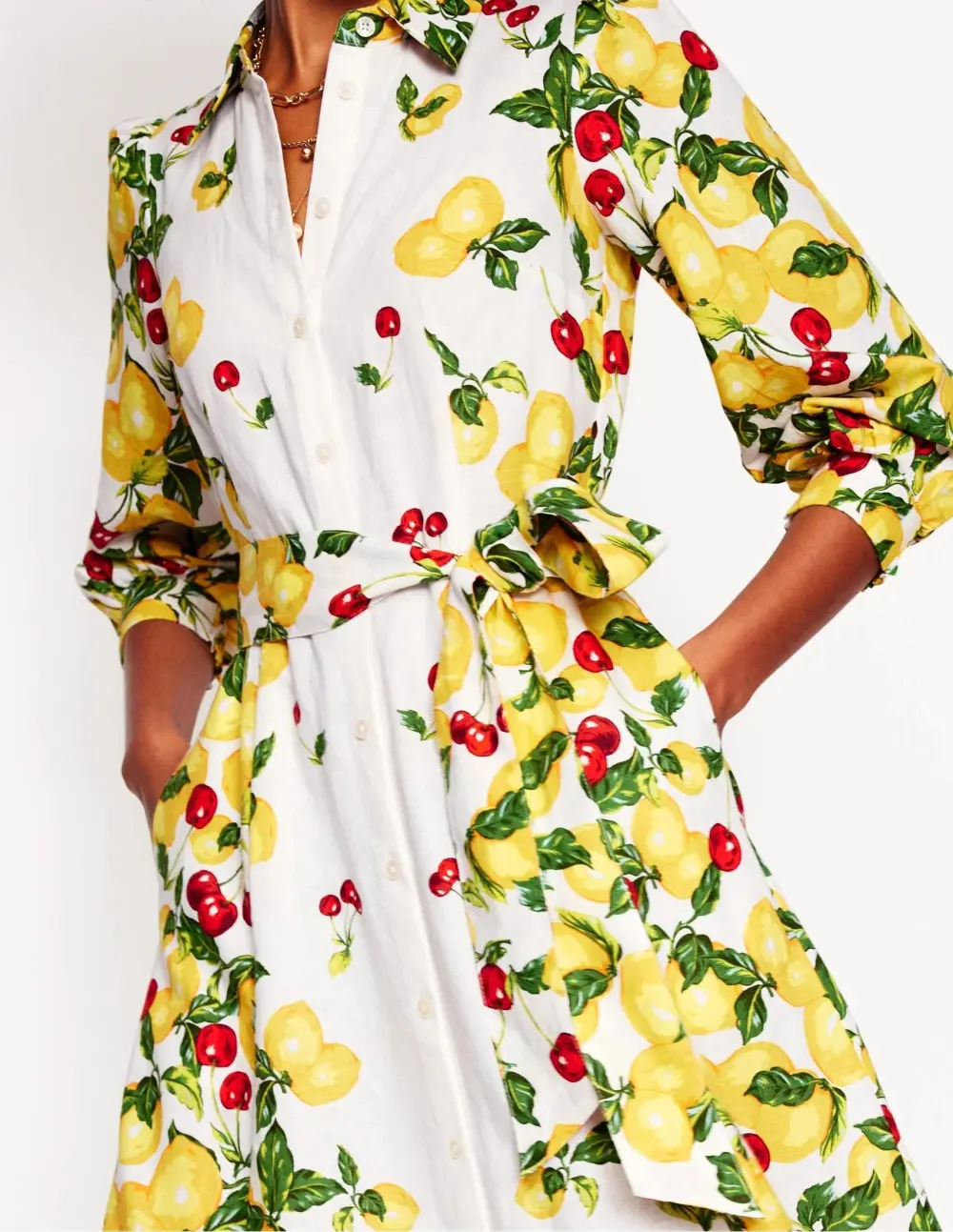 White Lemon - Print Wrap Shirt Dress