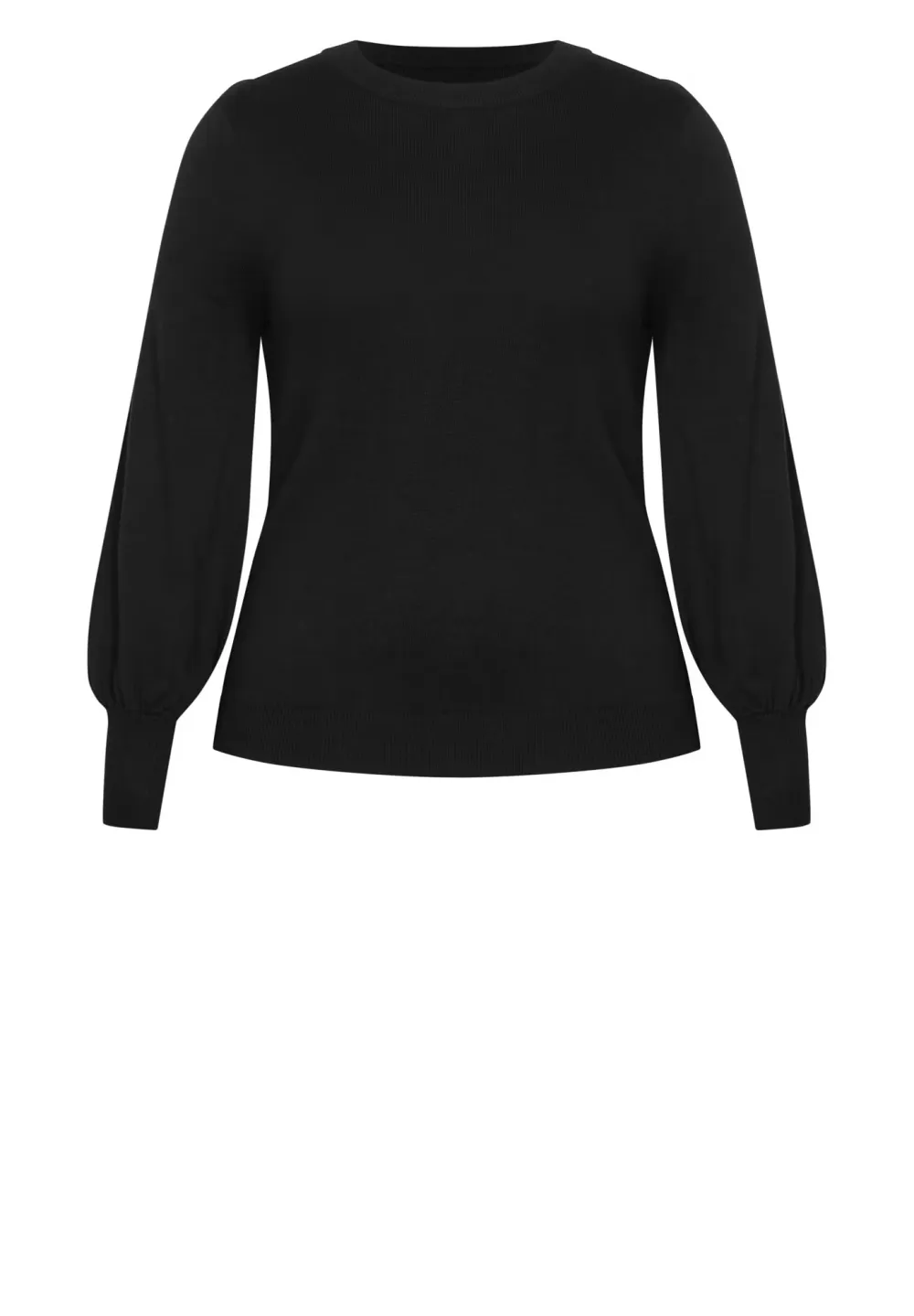 Solid Color Ribbed Cuff Sweater