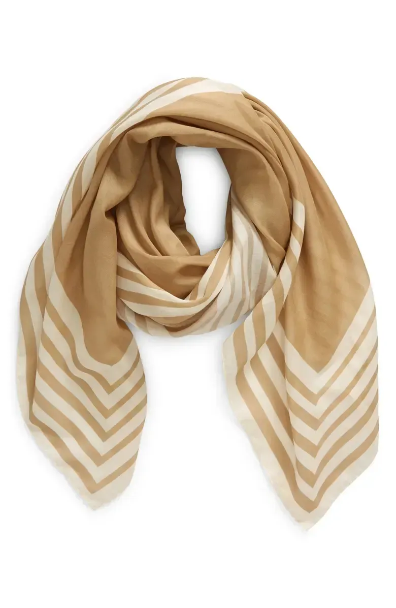 Geo Stripe Cotton & Silk Square Scarf