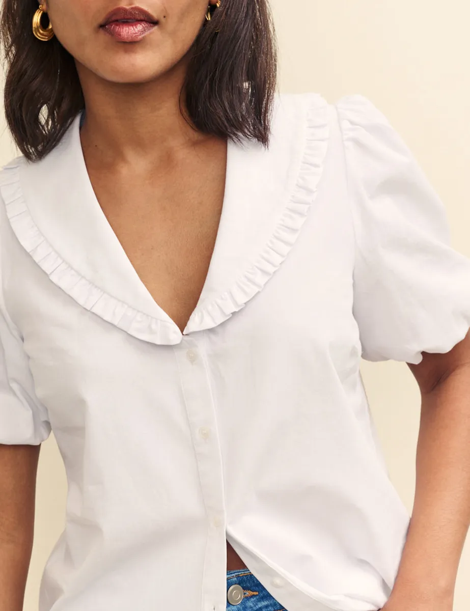 Casual White Collared Blouse
