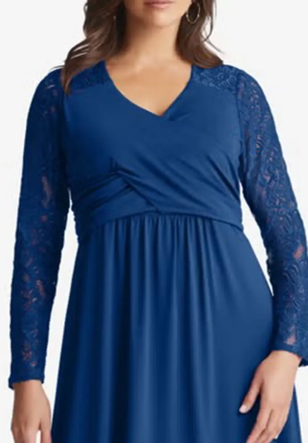 Crew Neck Lace Sweetheart Dress