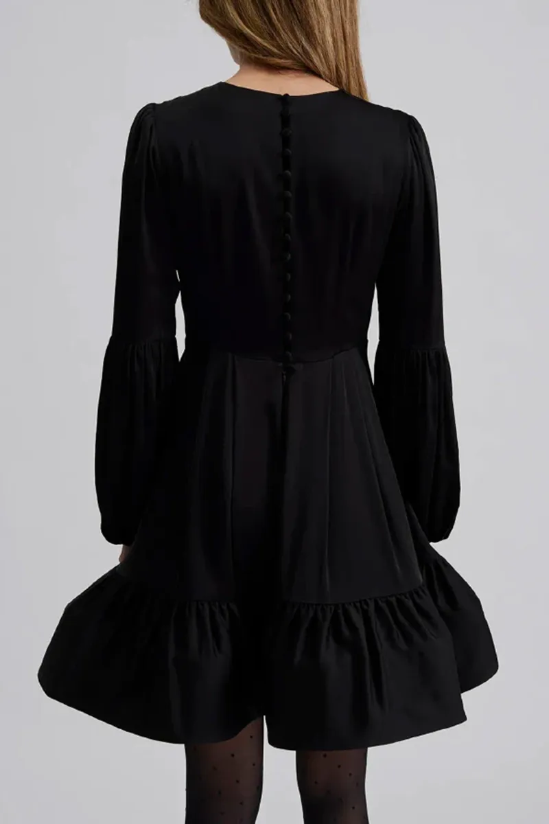 Bell Sleeve Ruffle Hem Mini Dresses