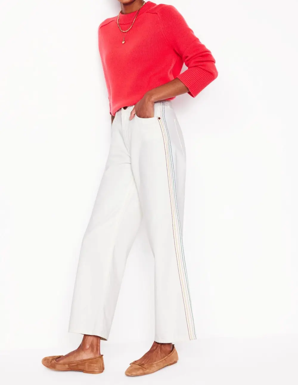 White Side - Stripe Wide - Leg Pants