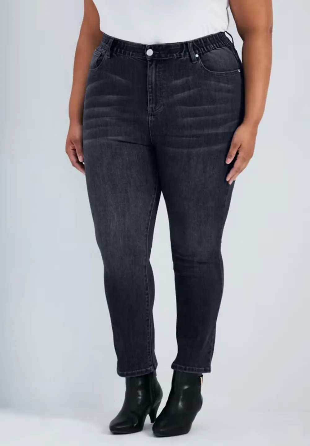 Tight Elastic Waistband Jeans