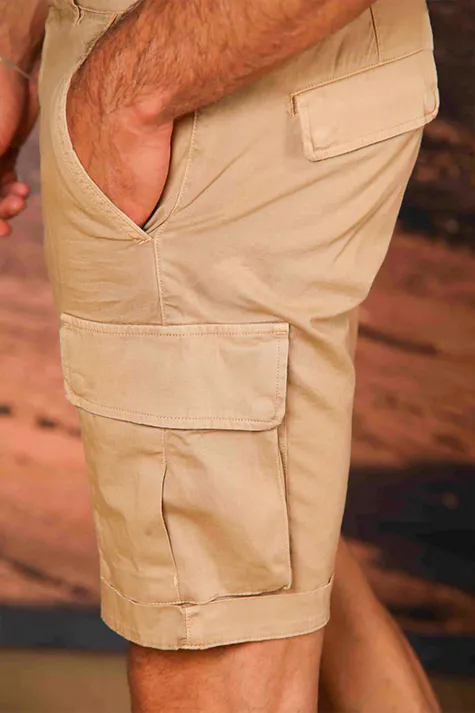 Khaki Men's Fashion Slim Fit Cotton Shorts