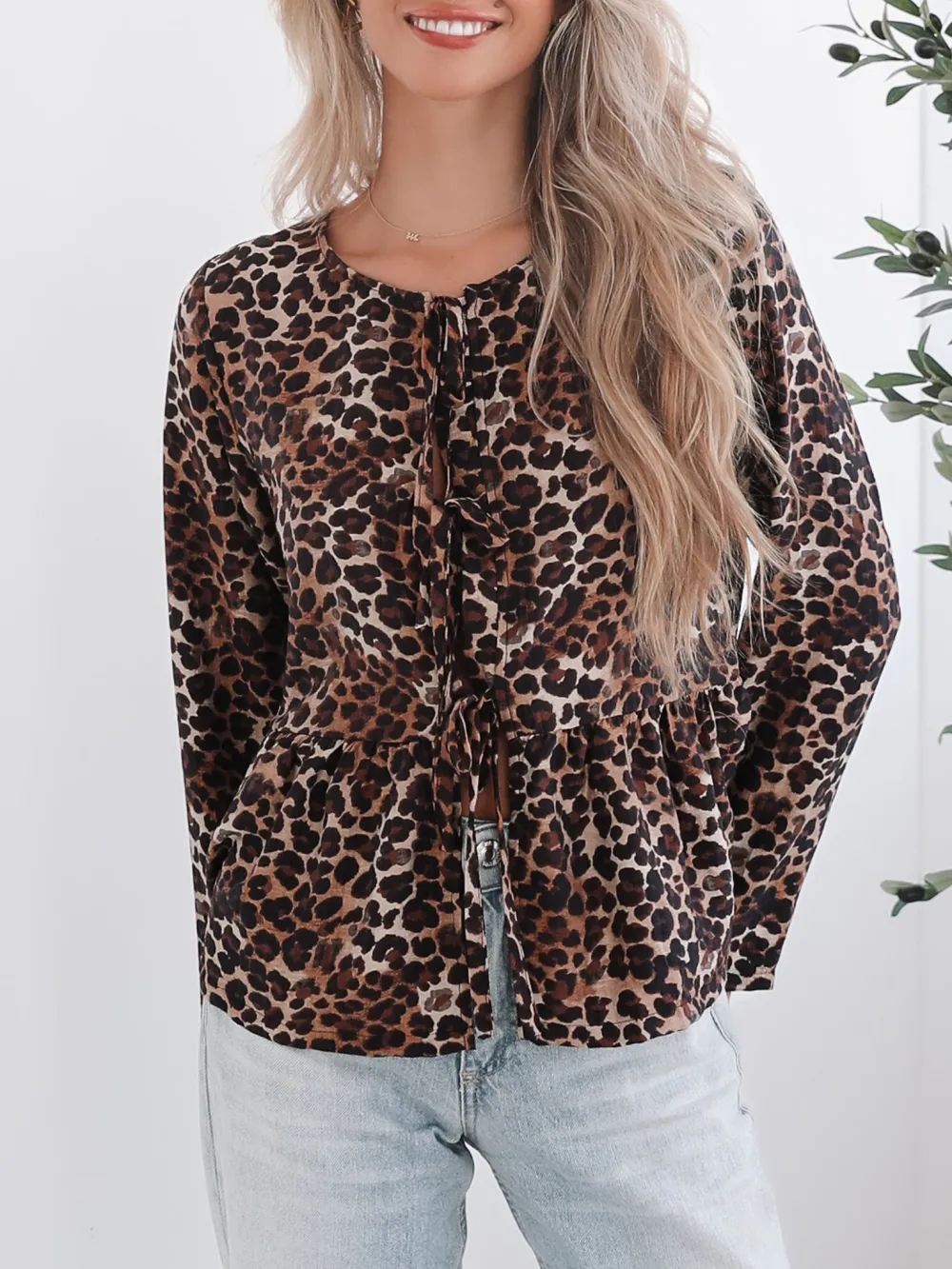 Brown Leopard Print Top