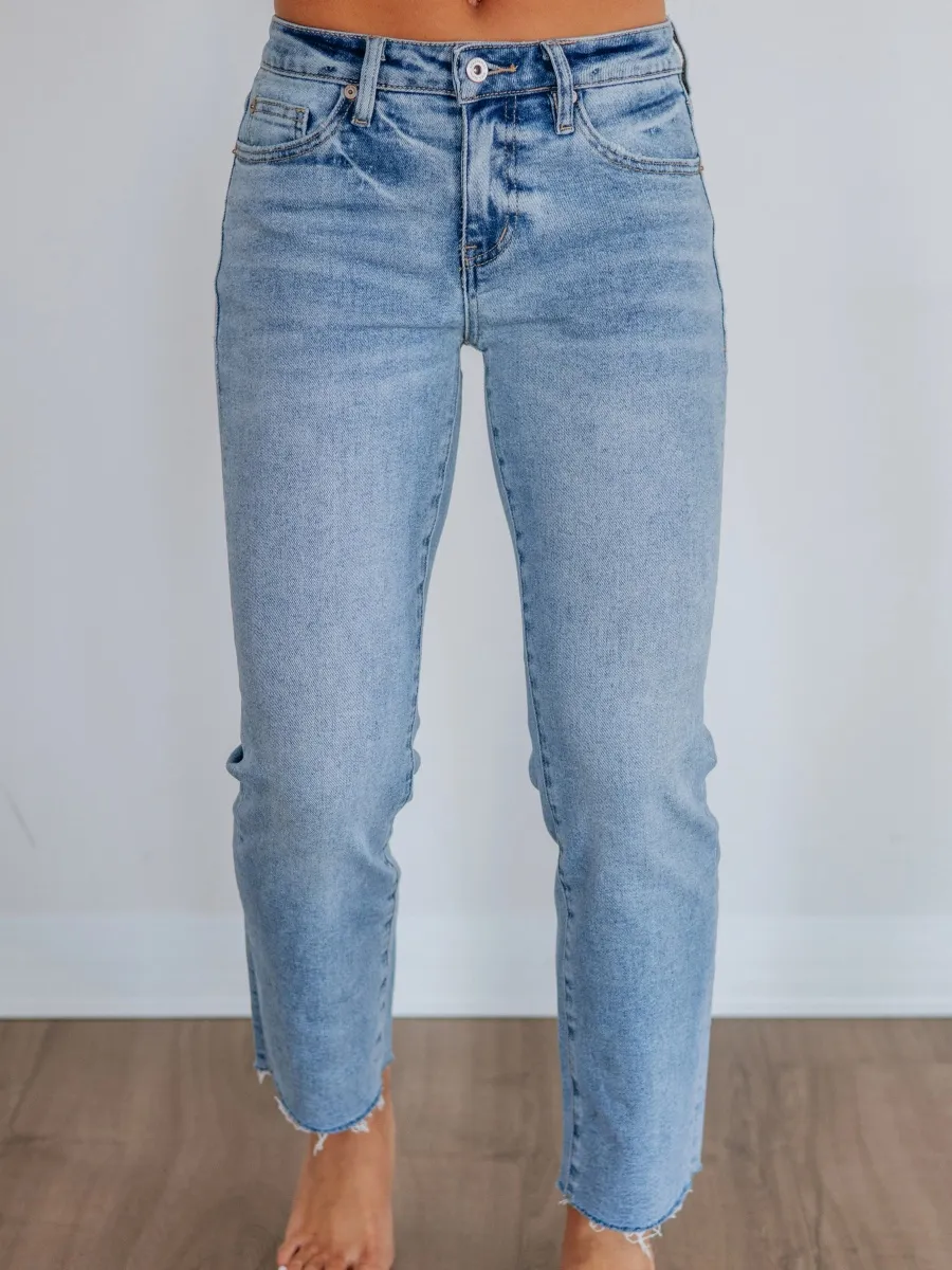 High Rise Ankle Straight Jeans