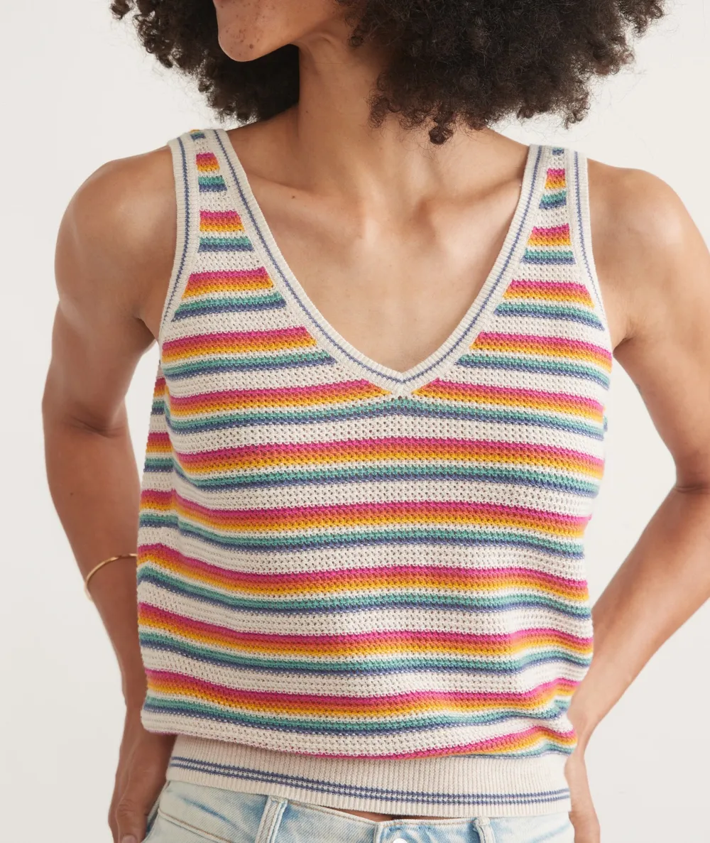 Rainbow Striped V-Neck Sweater Tank