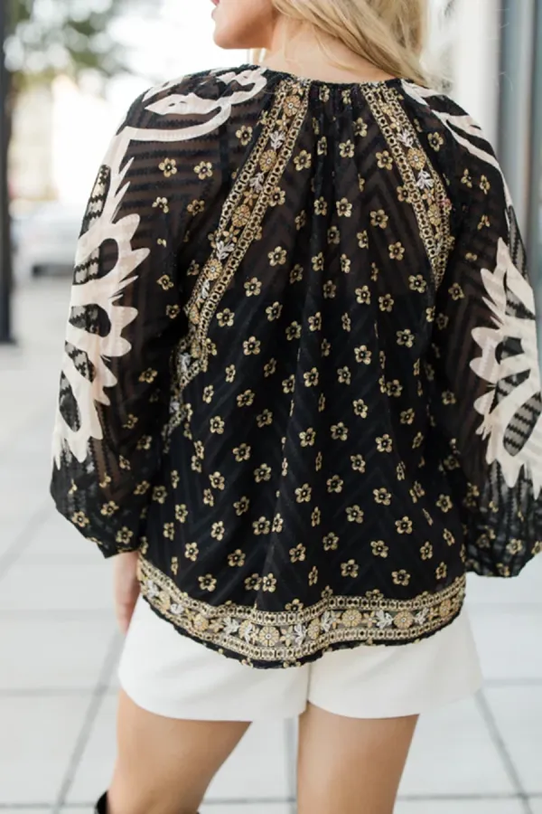 Black Multi Printed Blouse
