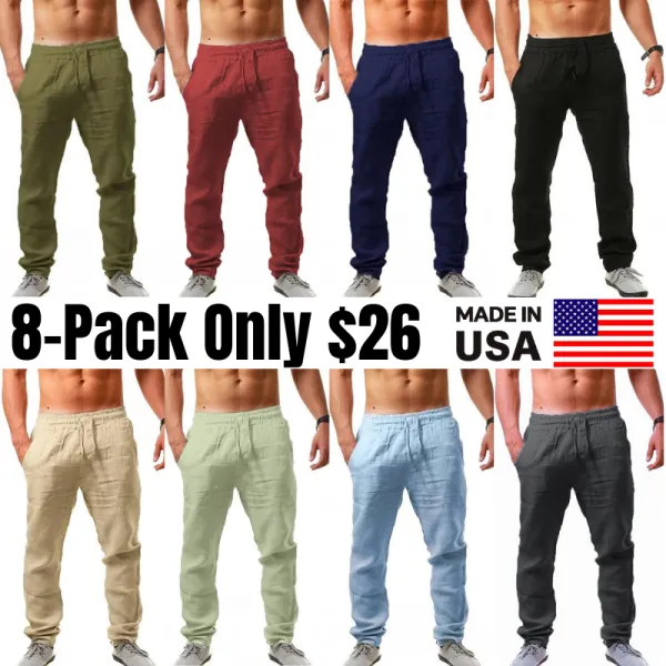 Men's Slim Fit Micro-Elastic Linen Trousers