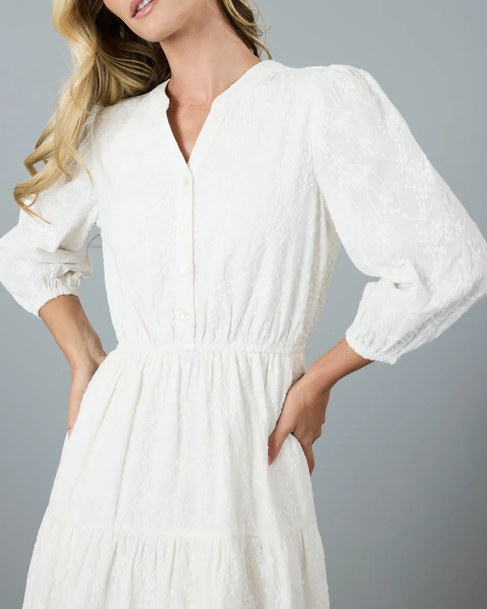 White Side Pockets Maxi Dress