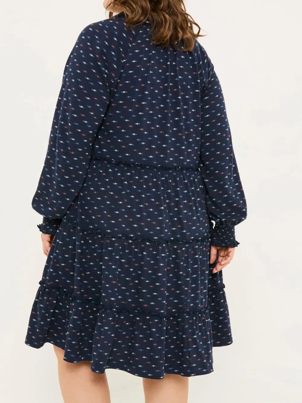 Pure Cotton Jersey Printed V-Neck Tiered Dress