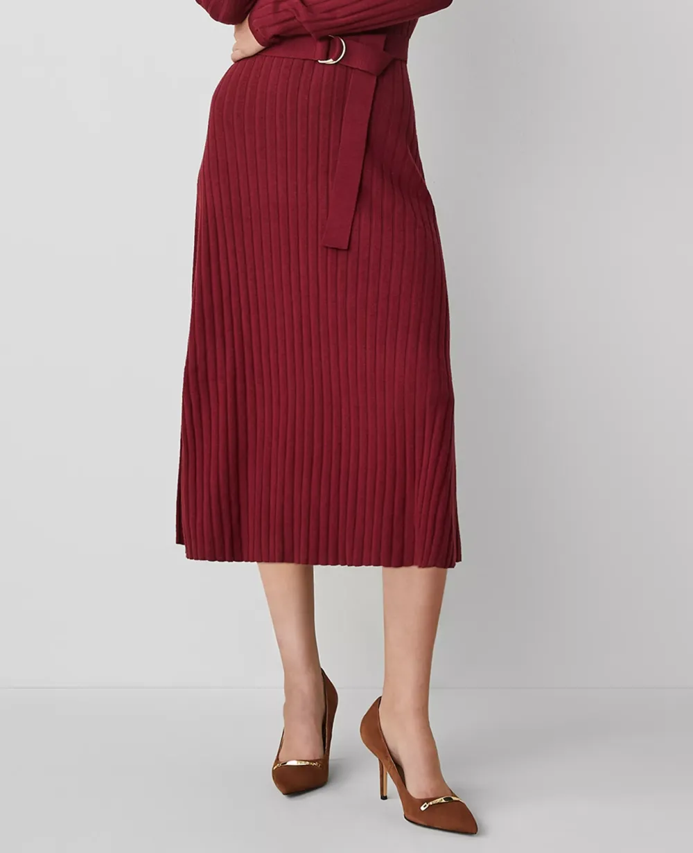 Belted Ribbed Sweater Dress