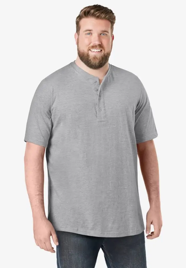 Shrink-Less Lightweight Henley T-Shirt