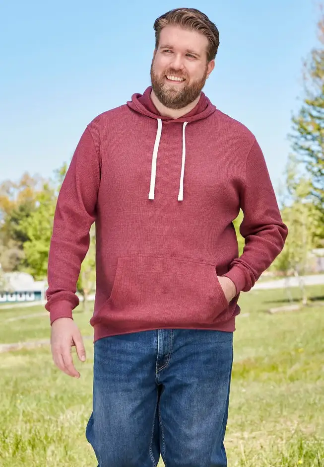 Waffle-Knit Thermal Hoodie